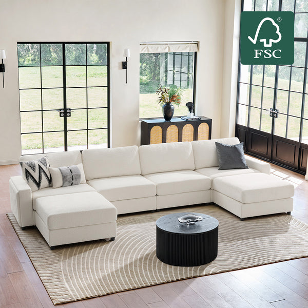 Aeris 138" Modern Curved Sectional Couch & Sofa With Curved Aesthetic