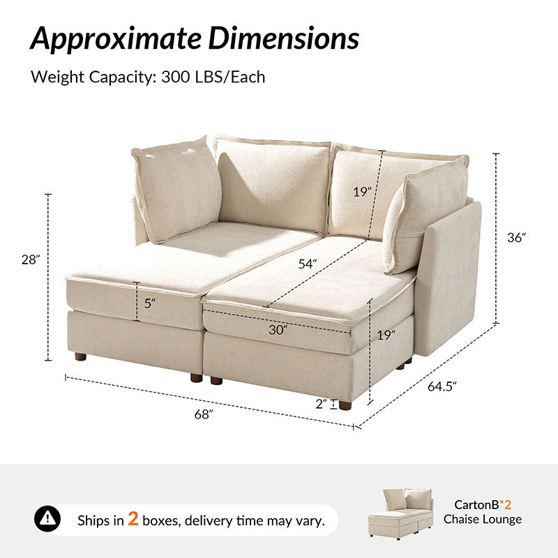 Diego Modern Modular 6-Seat Sectional Sofa with Chaise Lounge