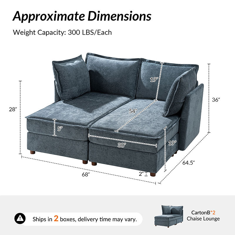 Diego Modern Modular 6-Seat Sectional Sofa with Chaise Lounge