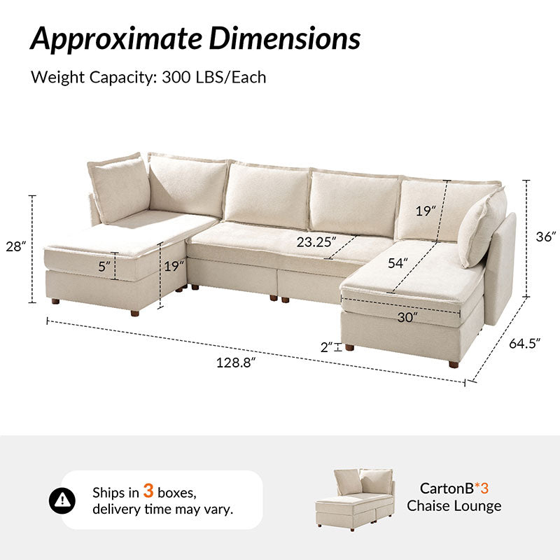 Diego Modern Modular 6-Seat Sectional Sofa with Chaise Lounge