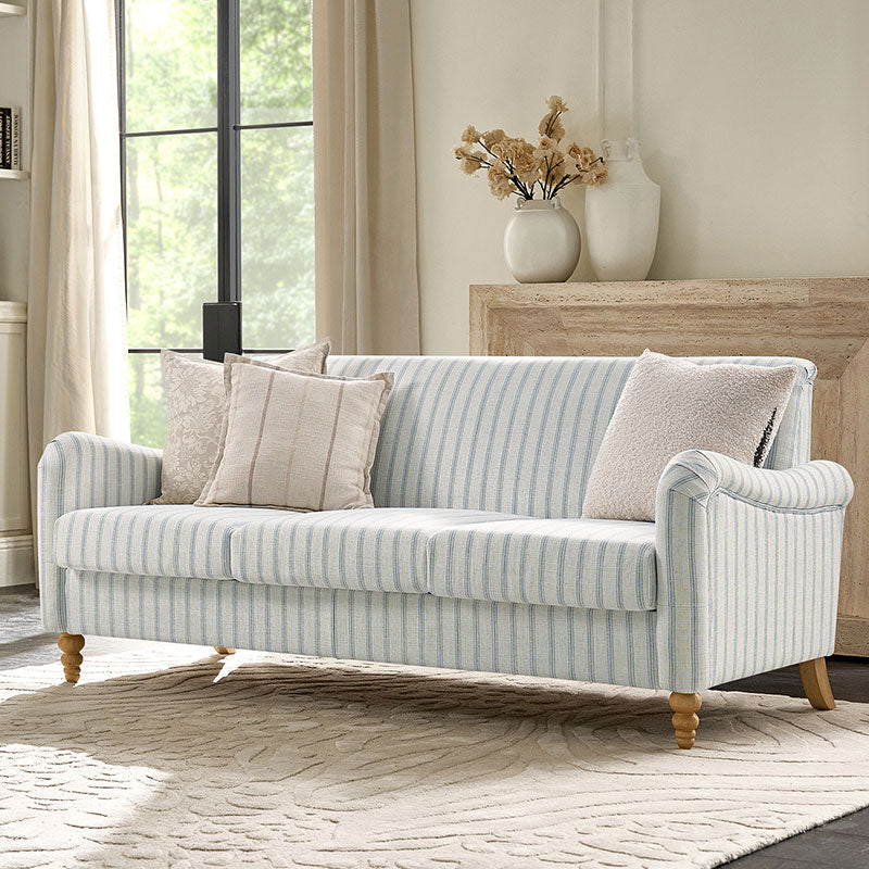 4-Piece Striped Farmhouse Living Room Set (Sofa, Loveseat, Recliner & Lift-Top Coffee Table