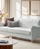 4-Piece Striped Farmhouse Living Room Set (Sofa, Loveseat, Recliner & Lift-Top Coffee Table