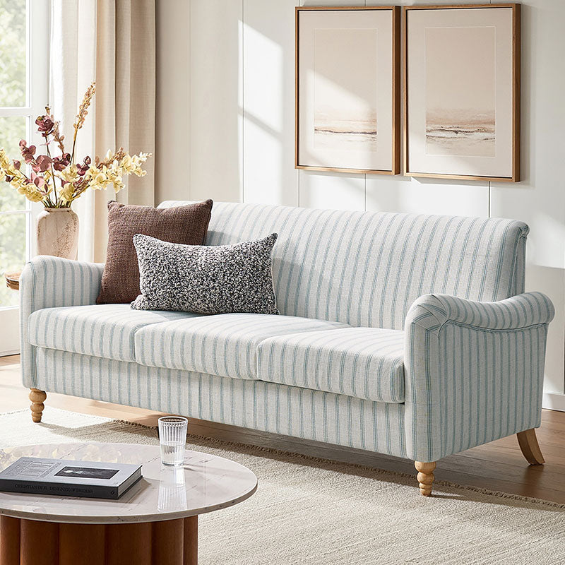 4-Piece Striped Farmhouse Living Room Set (Sofa, Loveseat, Recliner & Lift-Top Coffee Table