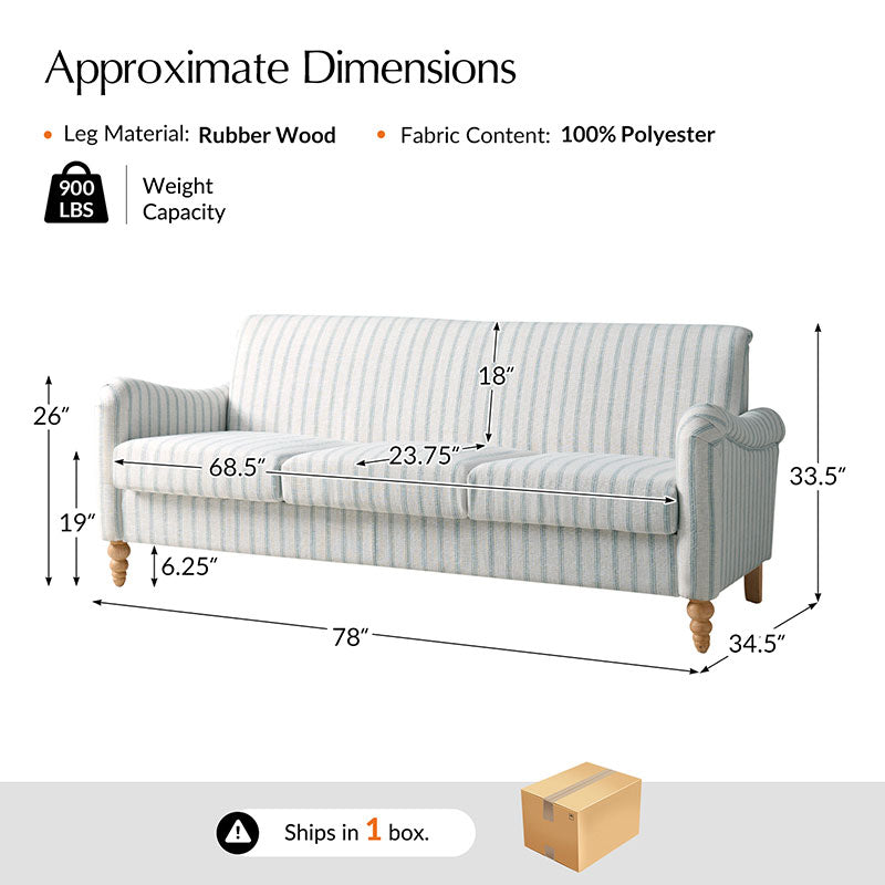 4-Piece Striped Farmhouse Living Room Set (Sofa, Loveseat, Recliner & Lift-Top Coffee Table