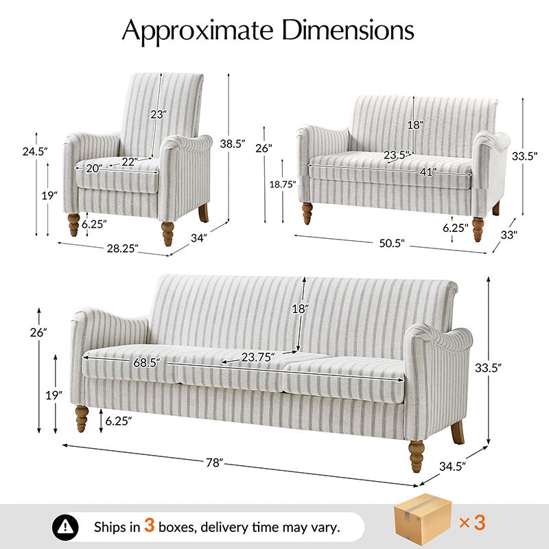 Striped Farmhouse Living Room Set