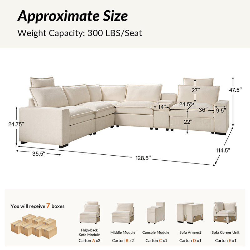 Modern Modular Power Reclining & Standing Coffee Table Living Room Set