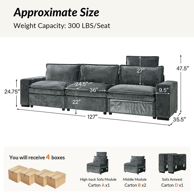 Modern Modular Power Reclining & Standing Coffee Table Living Room Set