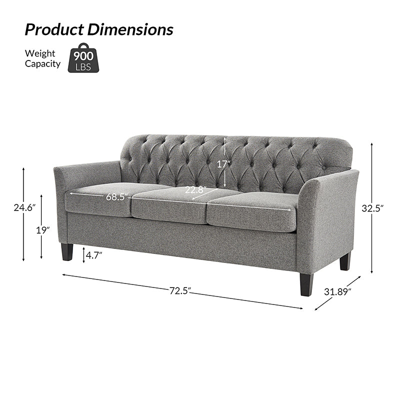 Estrella 72.5" Wide Button-Tufted Elegance Sofa