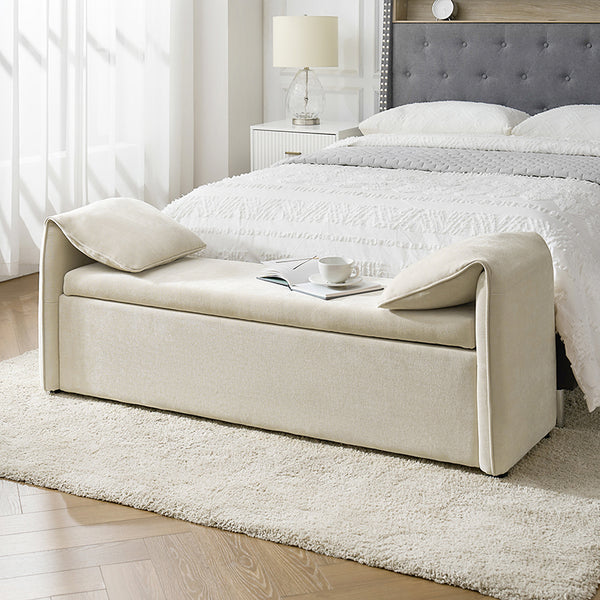 Gerardo Storage Bench with Elephant Ear-Shaped Pillows