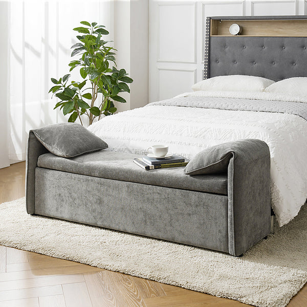 Gerardo Storage Bench with Elephant Ear-Shaped Pillows