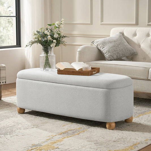 Gabino Functional Storage Bench with Solid Wood Legs and Waterproof Fabric