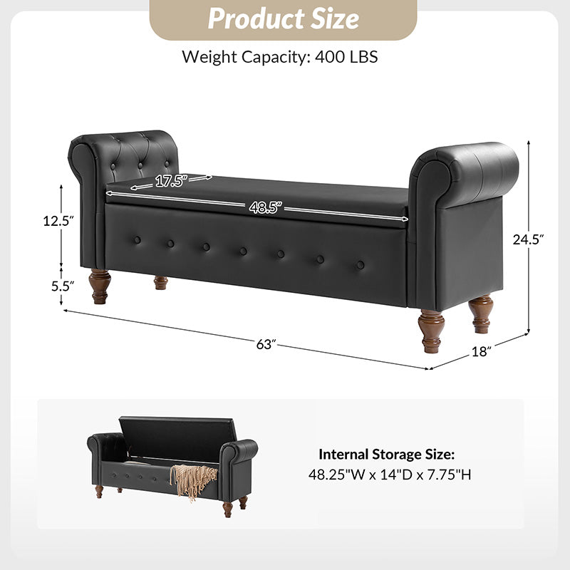 Basilio Elegance Storage Bench for Bedroom with Button-tufted