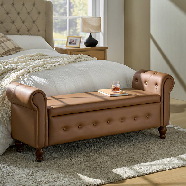 Basilio Elegance Storage Bench for Bedroom with Button-tufted