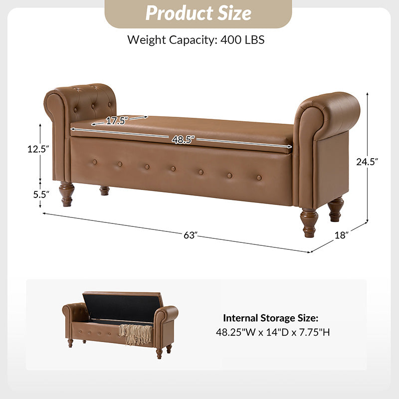 Basilio Elegance Storage Bench for Bedroom with Button-tufted