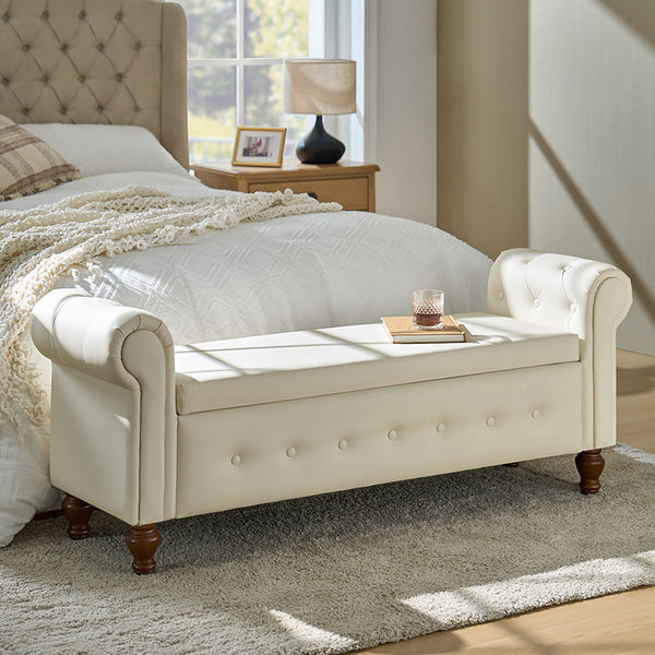 Basilio Elegance Storage Bench for Bedroom with Button-tufted