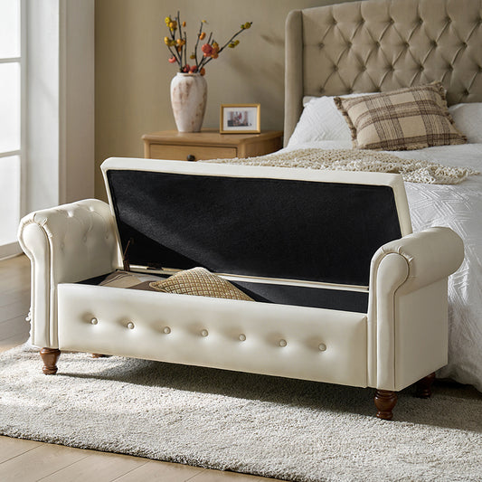 Basilio Elegance Storage Bench for Bedroom with Button-tufted