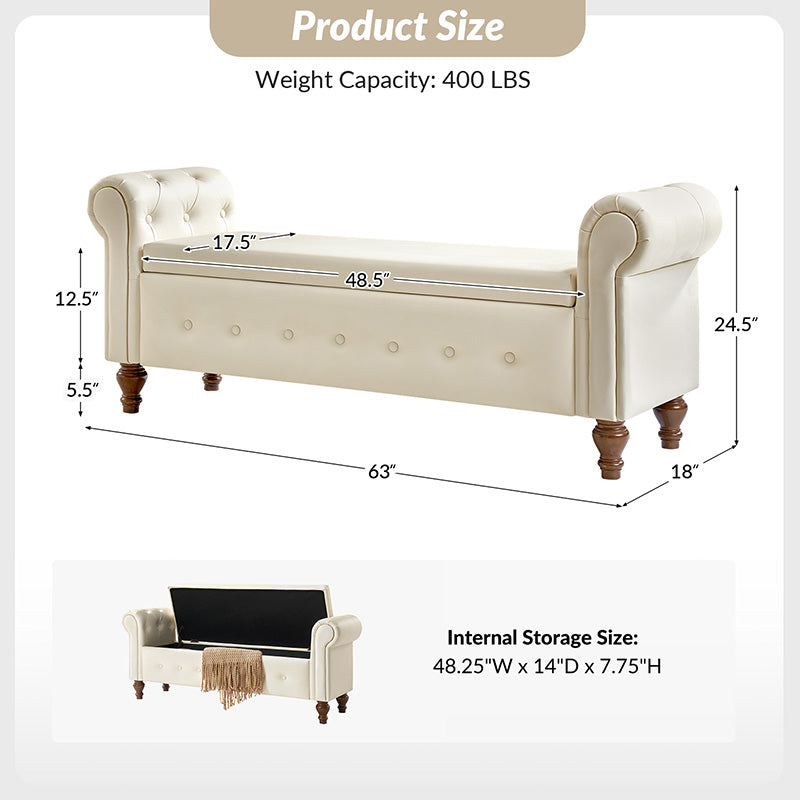 Basilio Elegance Storage Bench for Bedroom with Button-tufted