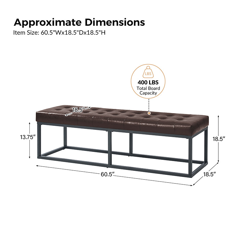 Amparo Mid-century Modern Bench with metal base