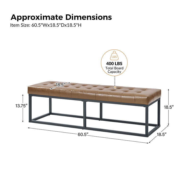 Amparo Mid-century Modern Bench with metal base