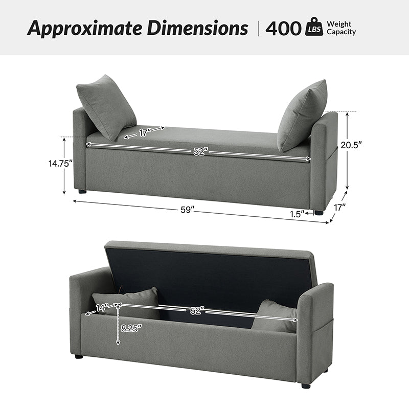 Gloria Functional Storage Bench with Two Pillows