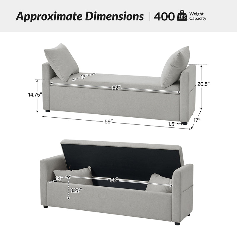 Gloria Functional Storage Bench with Two Pillows