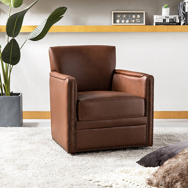 Gloria Genuine Leather 360 Degree Swivel Chair: Versatile for Living Room And Bedroom, Office