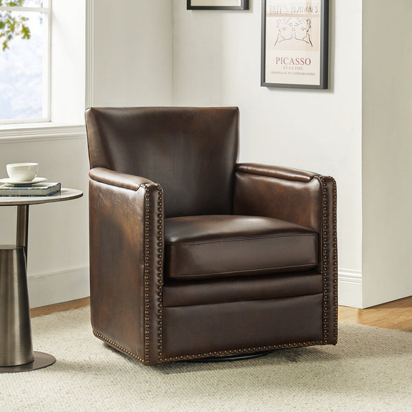 Gloria Genuine Leather 360 Degree Swivel Chair: Versatile for Living Room And Bedroom, Office