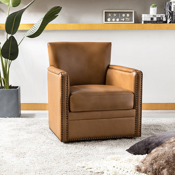 Gloria Genuine Leather 360 Degree Swivel Chair: Versatile for Living Room And Bedroom, Office