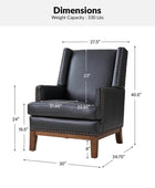 Rosa Genuine Leather Mid-Century Modern Style Accent Chair