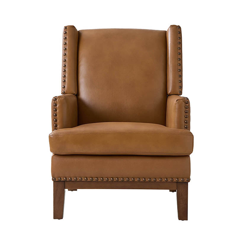 Rosa Genuine Leather Mid-Century Modern Style Accent Chair