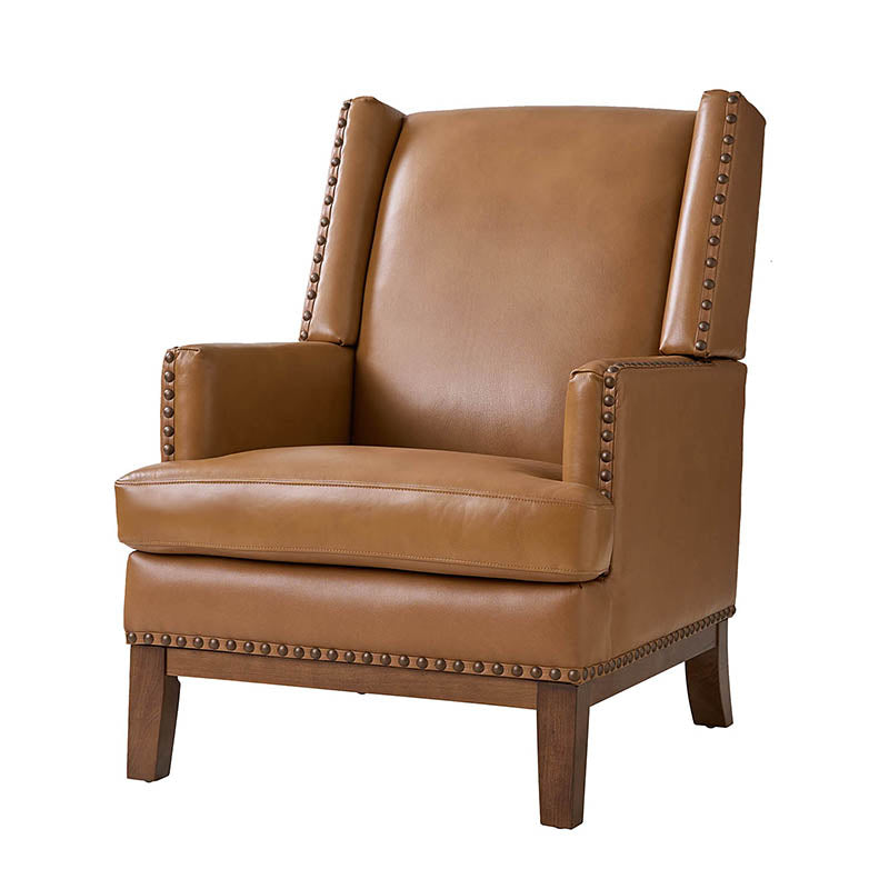 Rosa Genuine Leather Mid-Century Modern Style Accent Chair