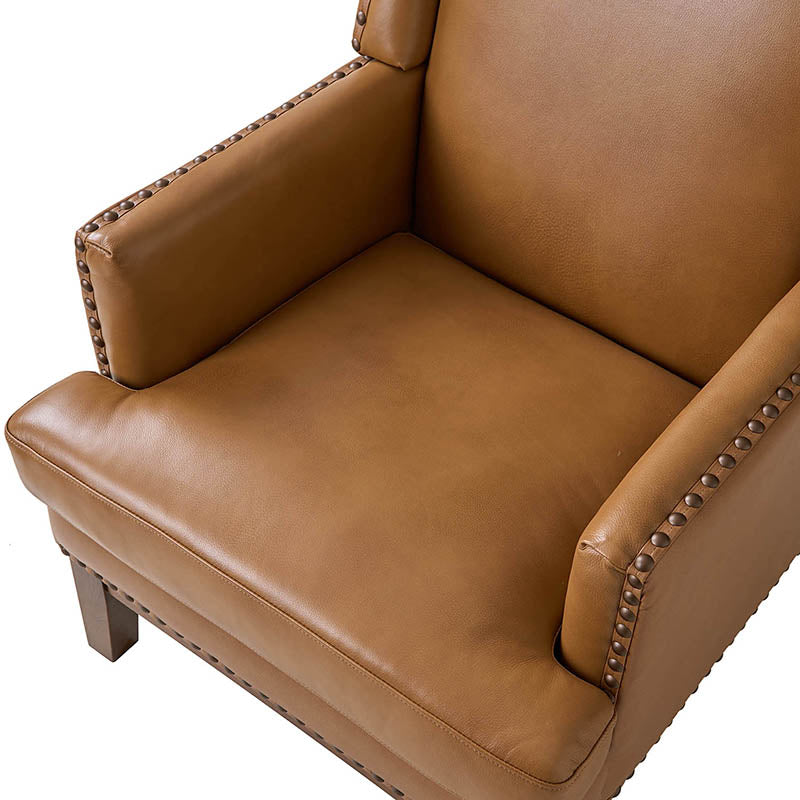 Rosa Genuine Leather Mid-Century Modern Style Accent Chair