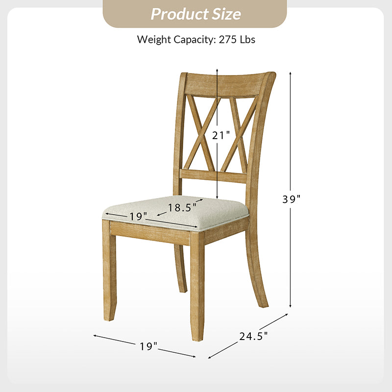 Amaya Rustic Modern Farmhouse Solid Wood Dining Chair,Set of 2