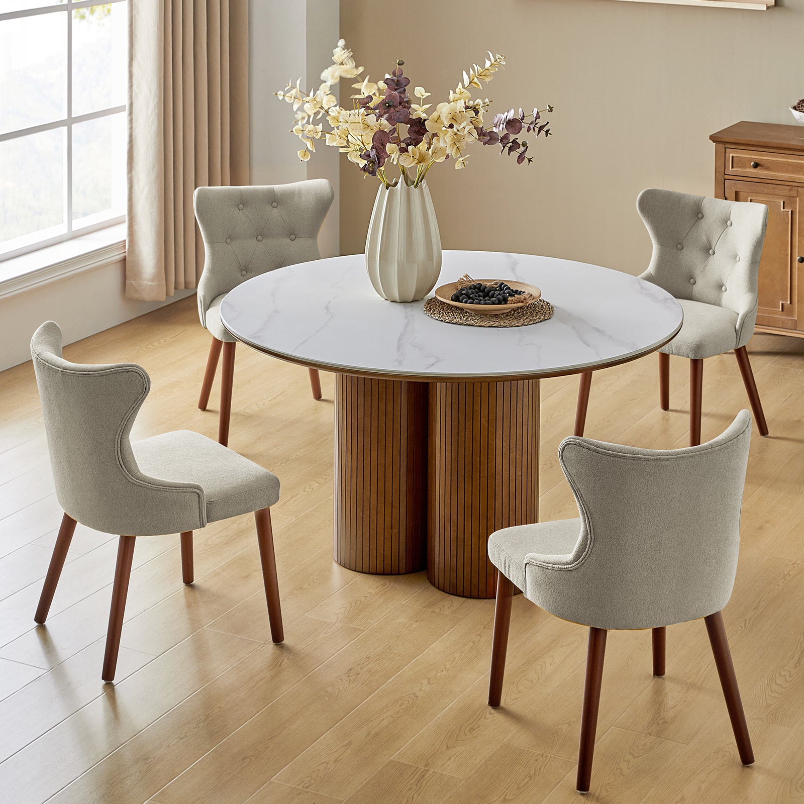 Carlota Mid-century Modern Dining Chair with Anti-water Fabric (Set of 4)