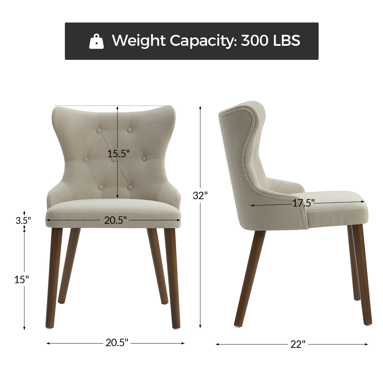 Carlota Mid-century Modern Dining Chair with Anti-water Fabric (Set of 4)