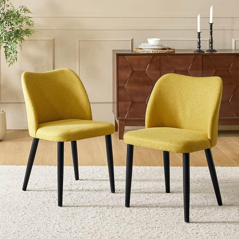 Diana Solid Wooden Tapered Legs Dining Chair Set of 2