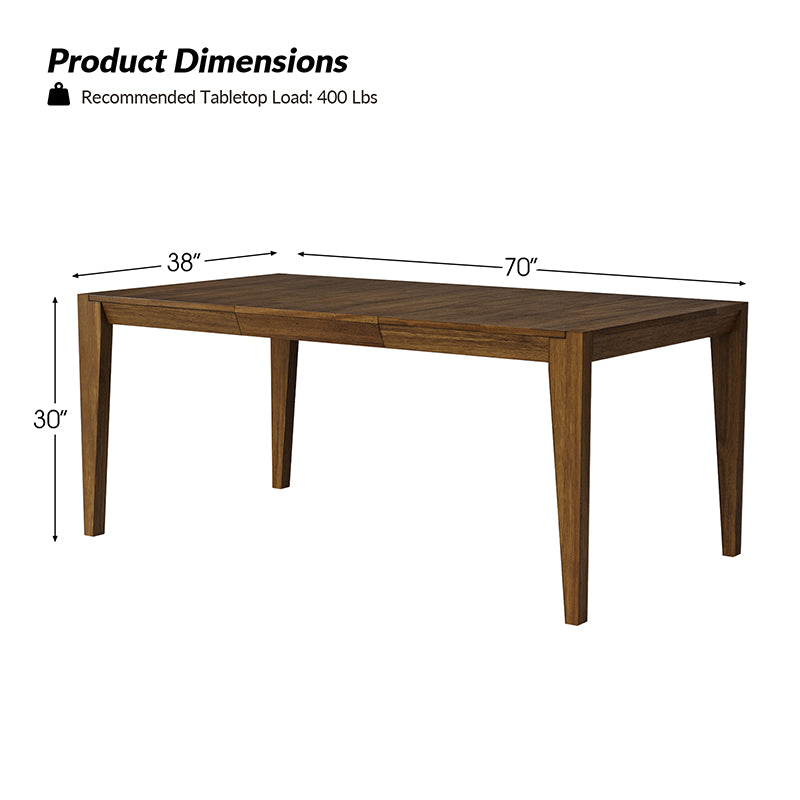 Eulalia Mid-Century Modern Solid Wood Expandable Dining Table