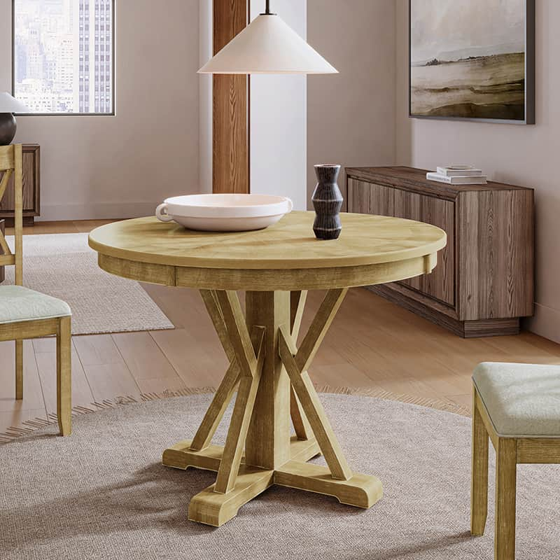 Filipa Rustic Farmhouse Solid Wood Round Dining Table