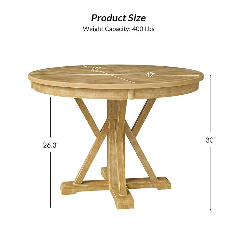 Filipa Rustic Farmhouse Solid Wood Round Dining Table