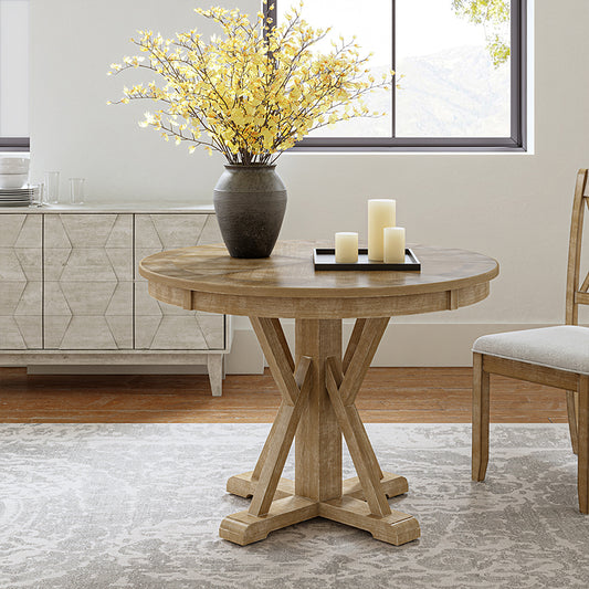 Filipa Rustic Farmhouse Solid Wood Round Dining Table