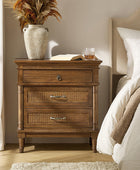 Emilio 3-Drawer Solid Wood Nightstand with USB Charging Port