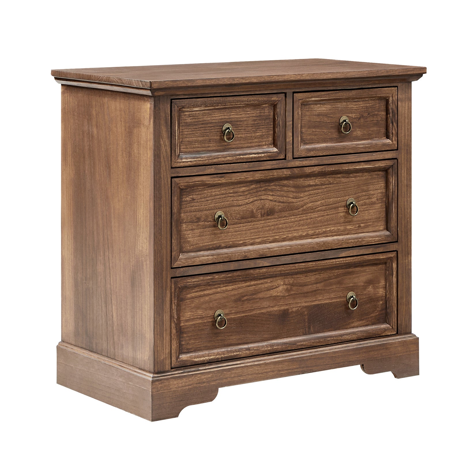 Monica 4-Drawer Solid Wood Nightstand with Built-in USB Ports