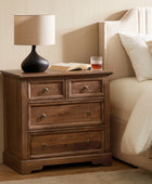 Monica 4-Drawer Solid Wood Nightstand with Built-in USB Ports