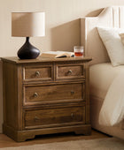 Monica 4-Drawer Solid Wood Nightstand with Built-in USB Ports