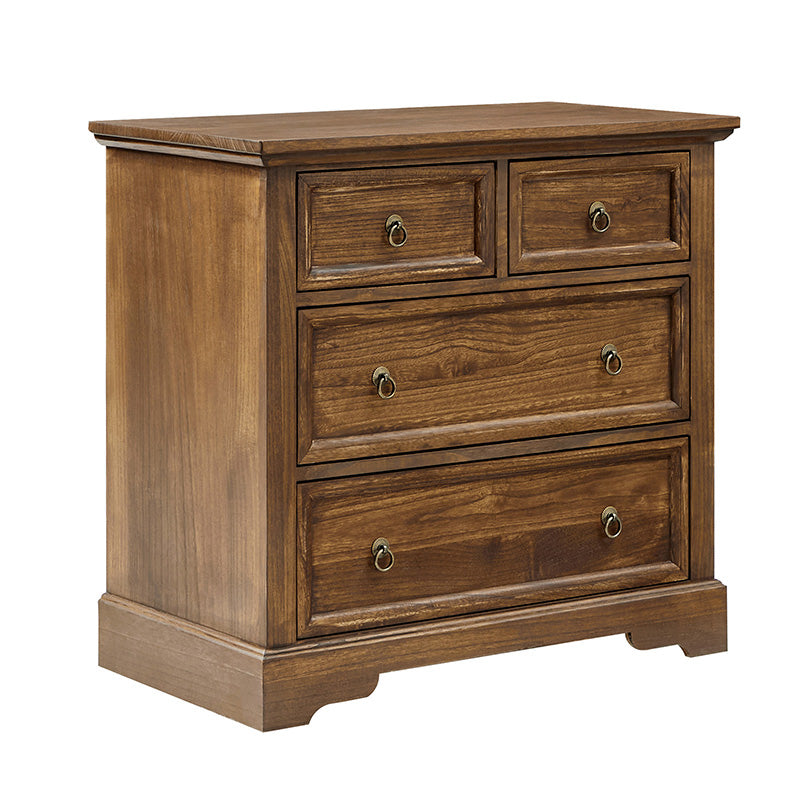 Monica 4-Drawer Solid Wood Nightstand with Built-in USB Ports