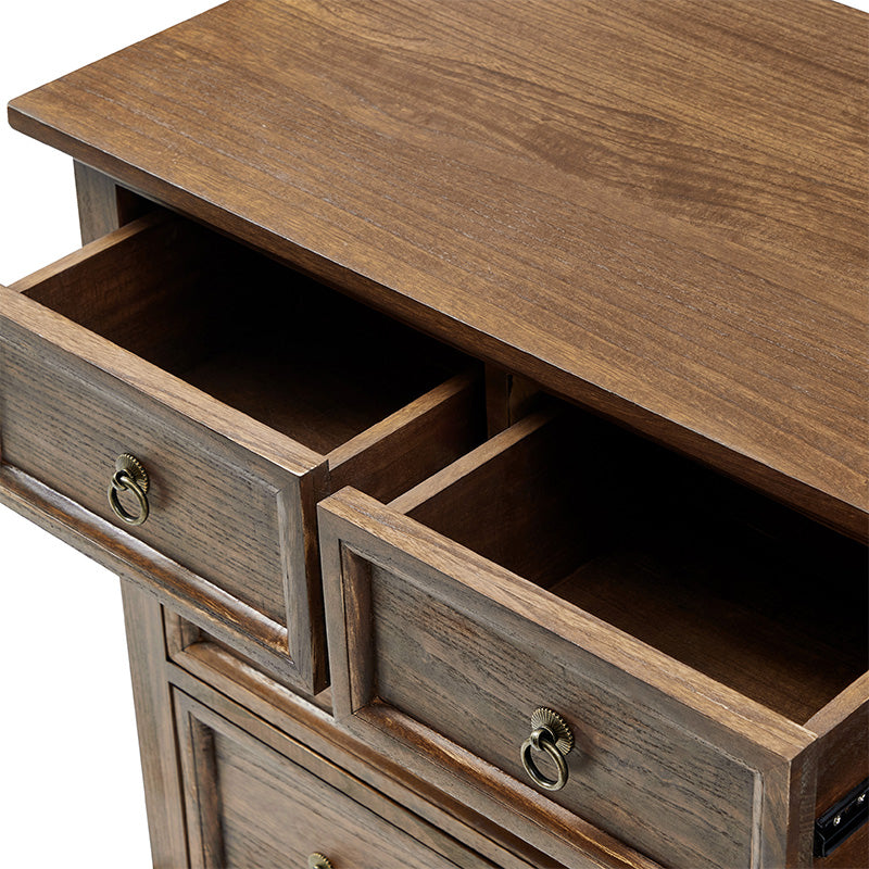 Monica 4-Drawer Solid Wood Nightstand with Built-in USB Ports