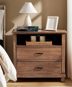 Miriam 2-Drawer Solid Wood Nightstand with Built-in USB Ports