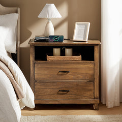 Miriam 2-Drawer Solid Wood Nightstand with Built-in USB Ports