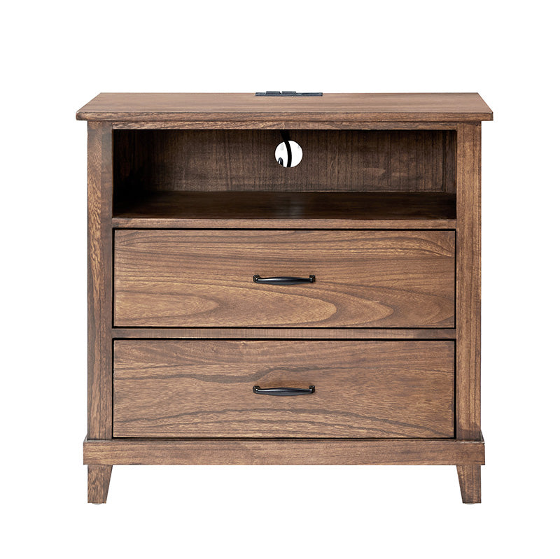 Miriam 2-Drawer Solid Wood Nightstand with Built-in USB Ports