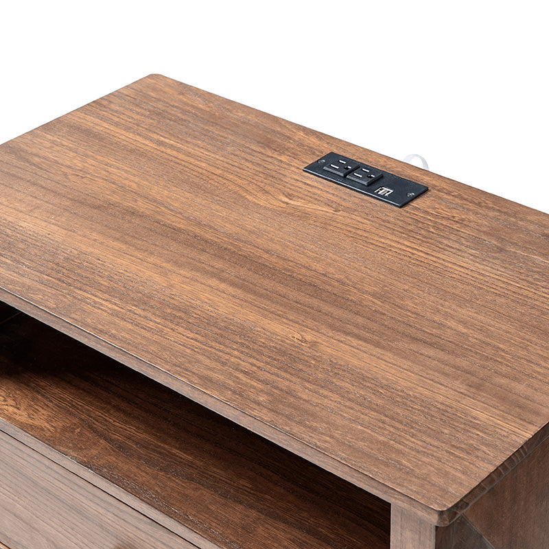 Miriam 2-Drawer Solid Wood Nightstand with Built-in USB Ports